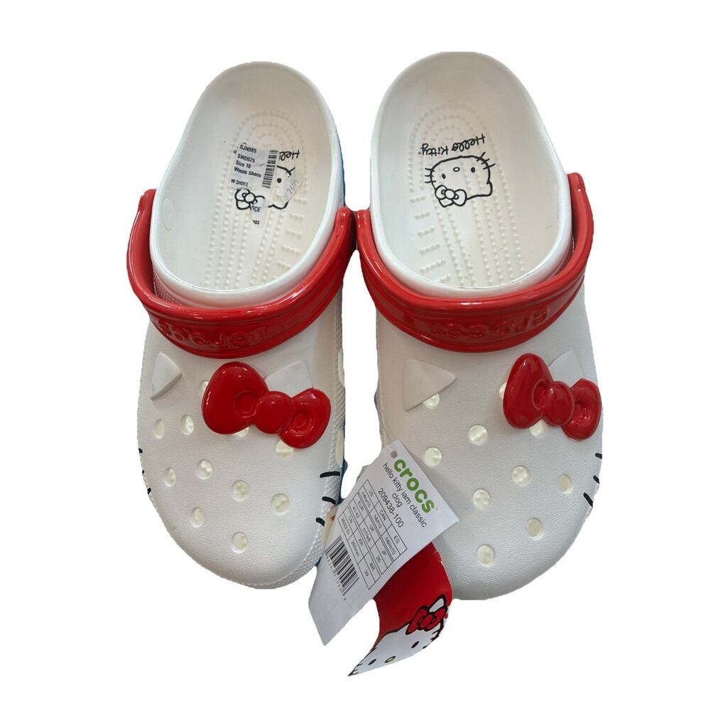 Crocs Hello Kitty Clogs Women’s 10 Red White Blue 50th Anniversary San Rio